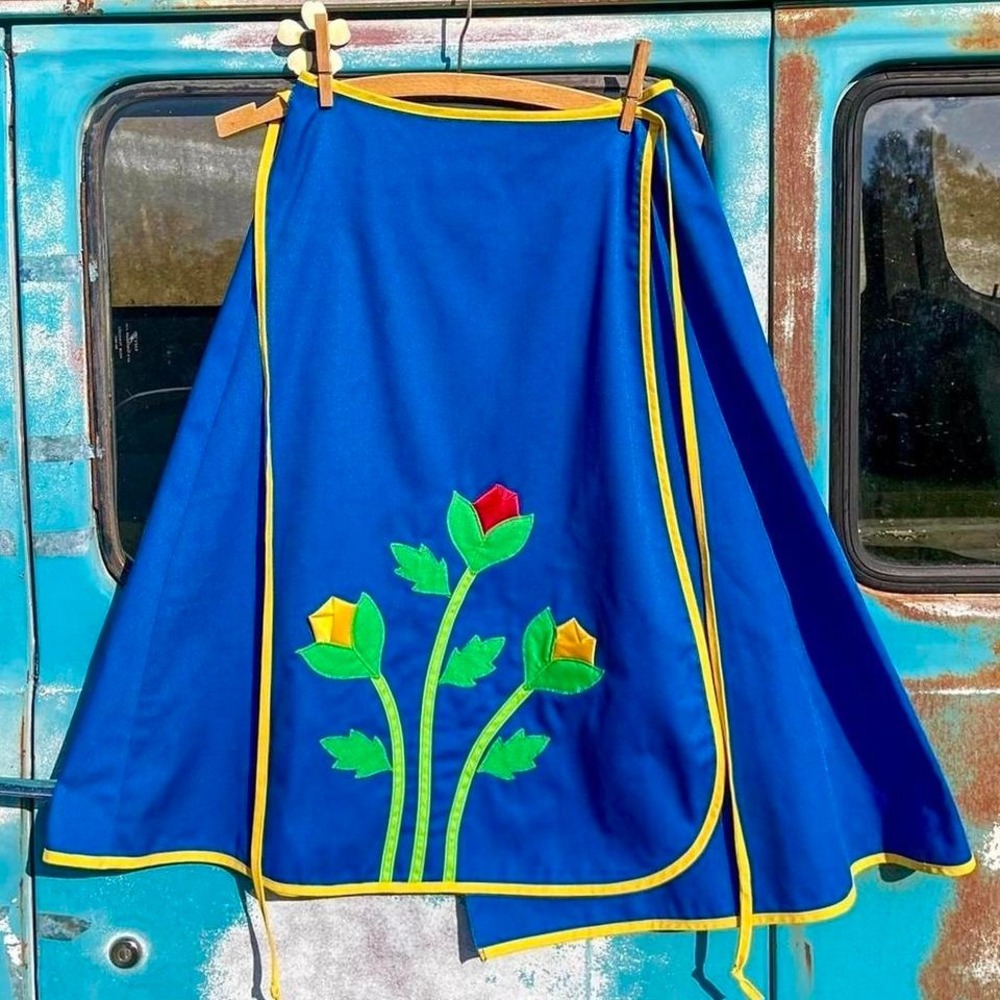 wild iris 1970s vintage flower wrap skirt women's size small
